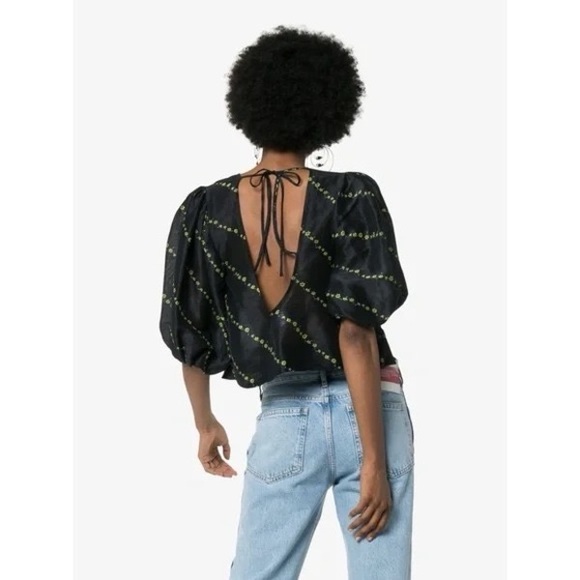 Ganni Linen & Silk Top Size M/US8/DK 38 - Picture 5 of 15